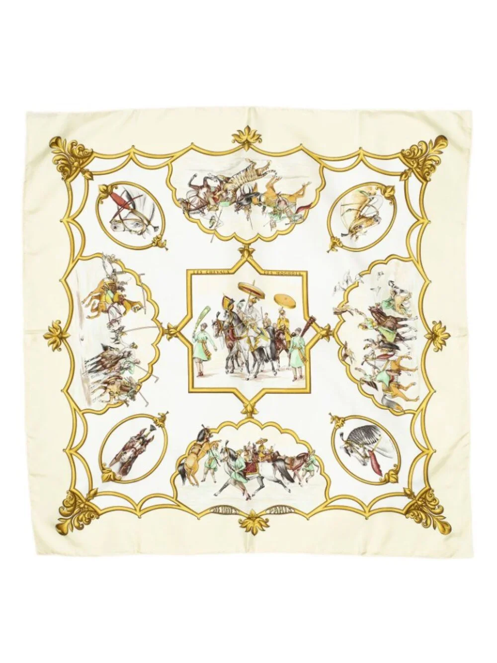 ★SOLD★ Hermes Scarf Gold Brown Silk - Picture 2 of 5